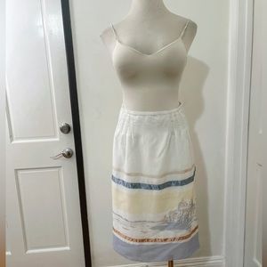 Dué Per Dué Silk and Cotton A Line Midi Skirt